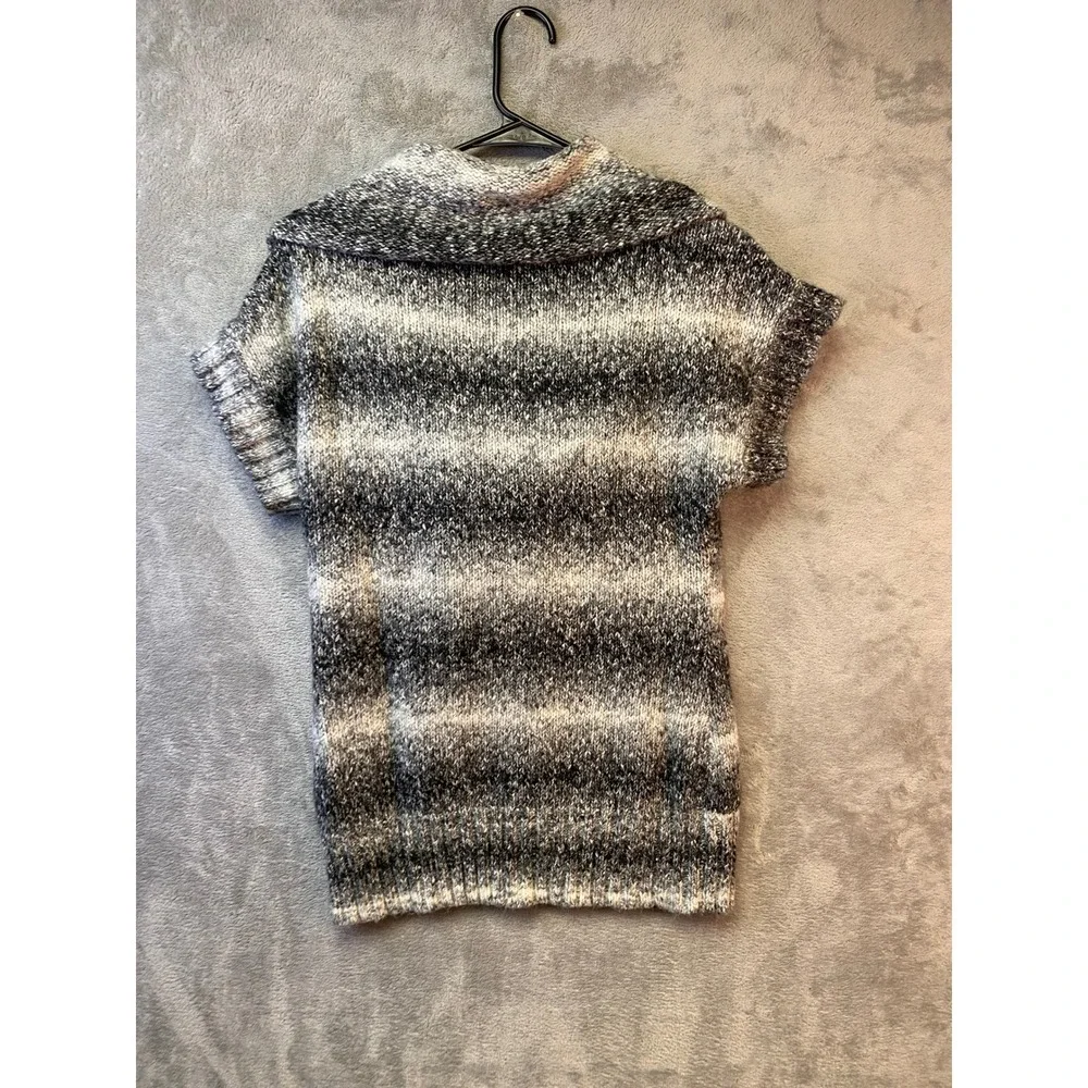 Maurices Space Dye Cowl Neck Short Sleeve Knit Sweater Grey Black White Size M